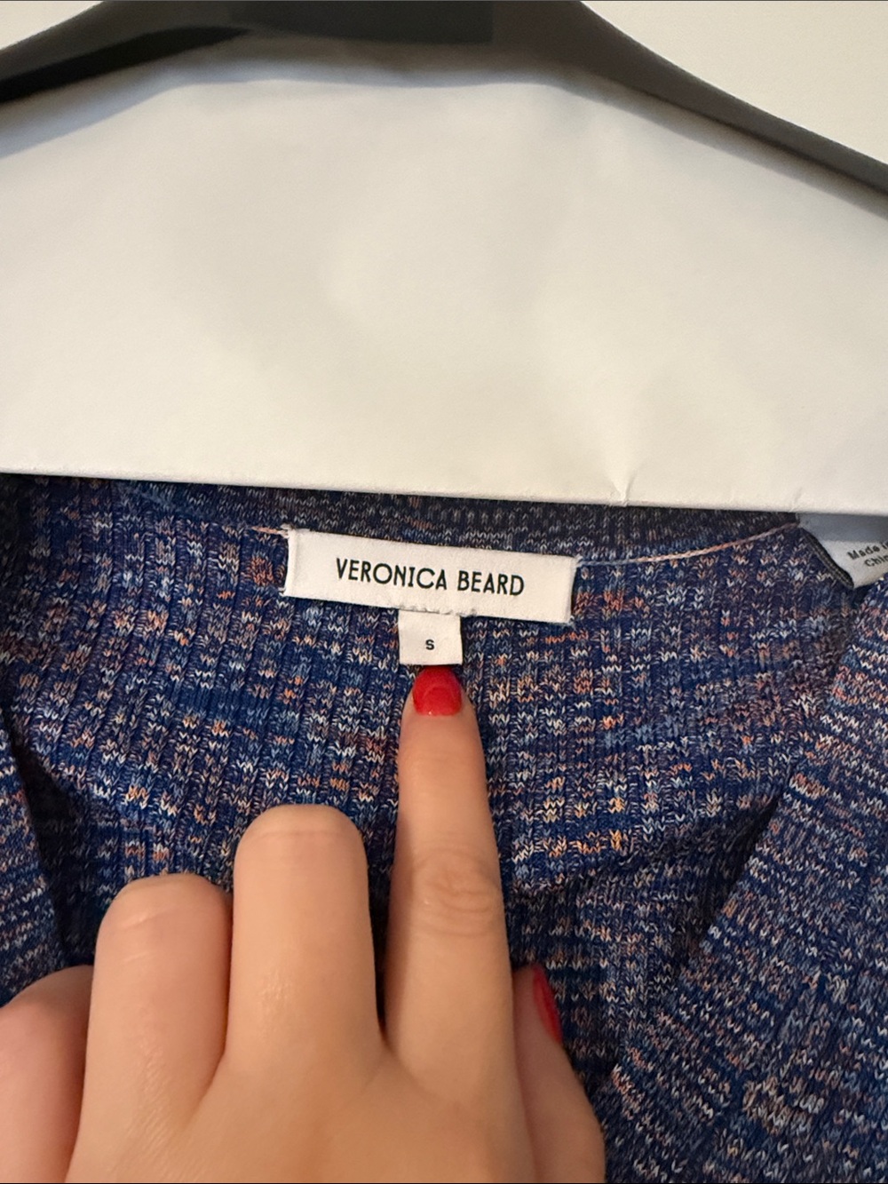 Veronica Beard Blue Multicolor Ribbed Sweater with Collar - Picture 2 of 9